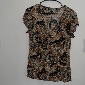 Vintage Susie Brown Paisley Floral Top